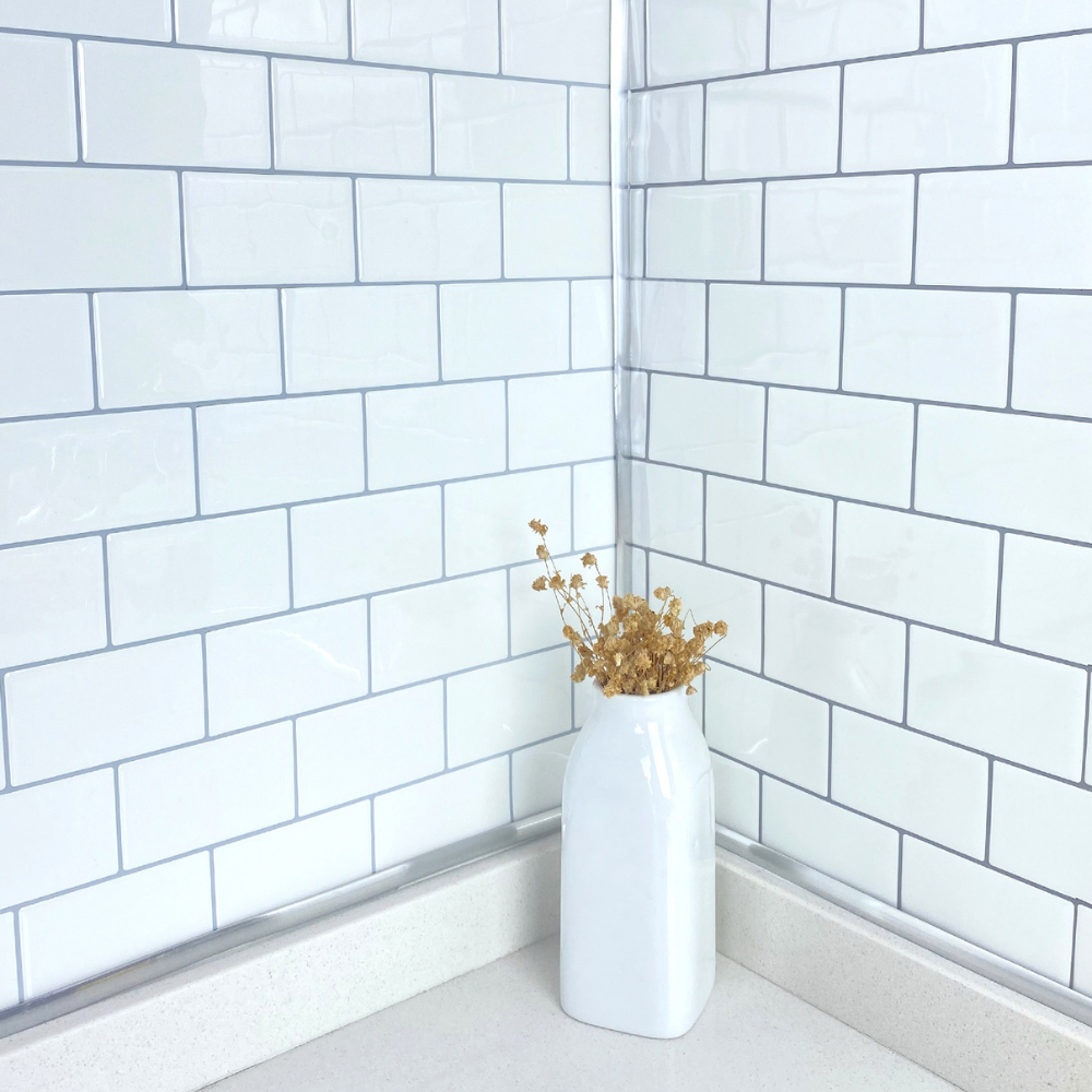 Silver edge trim in a corner