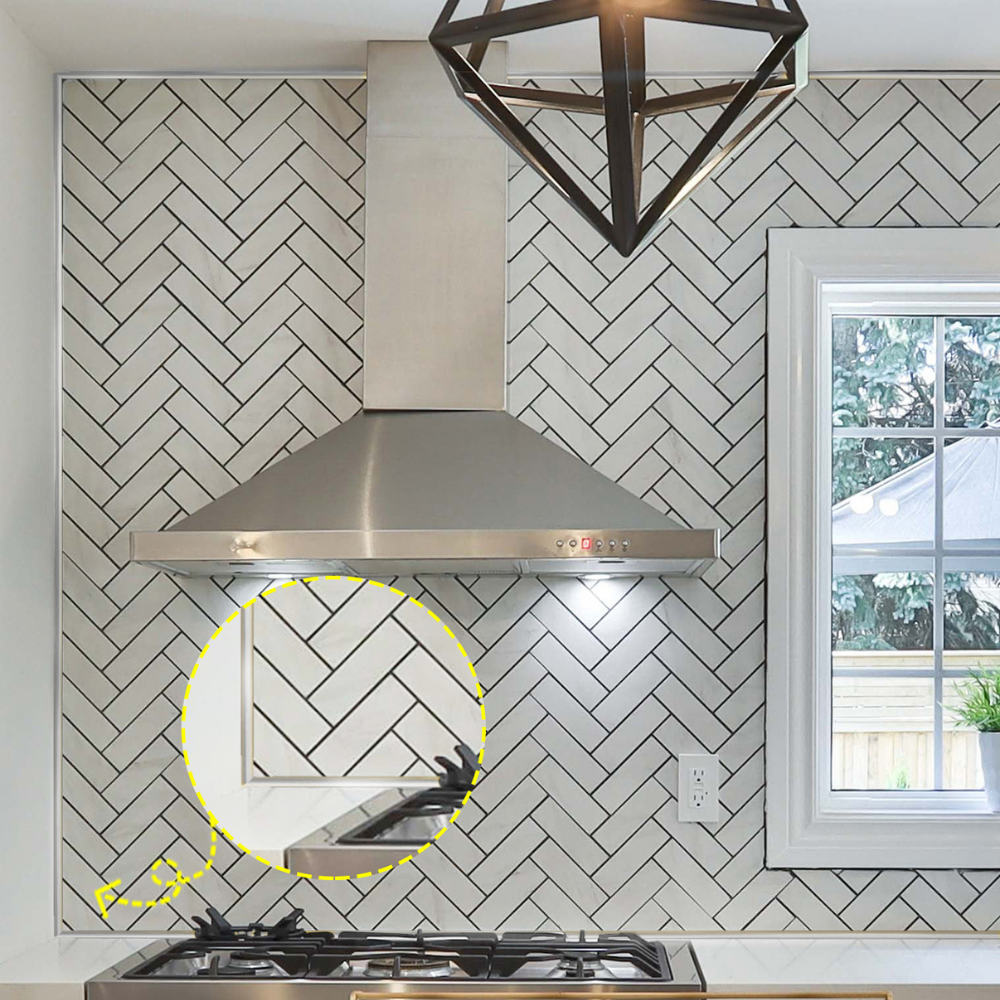 Silver edge trim around tiles