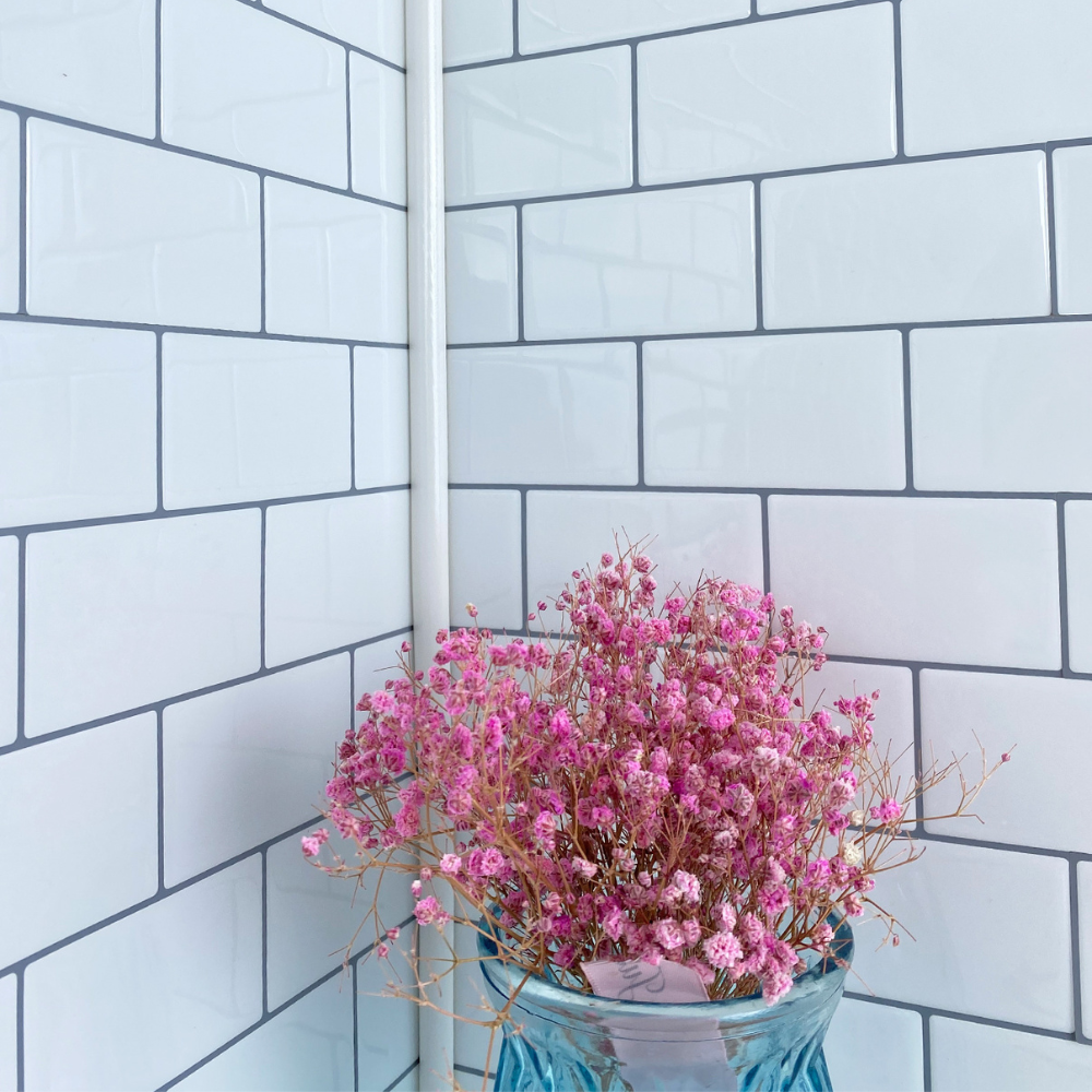 White edge trim in a corner