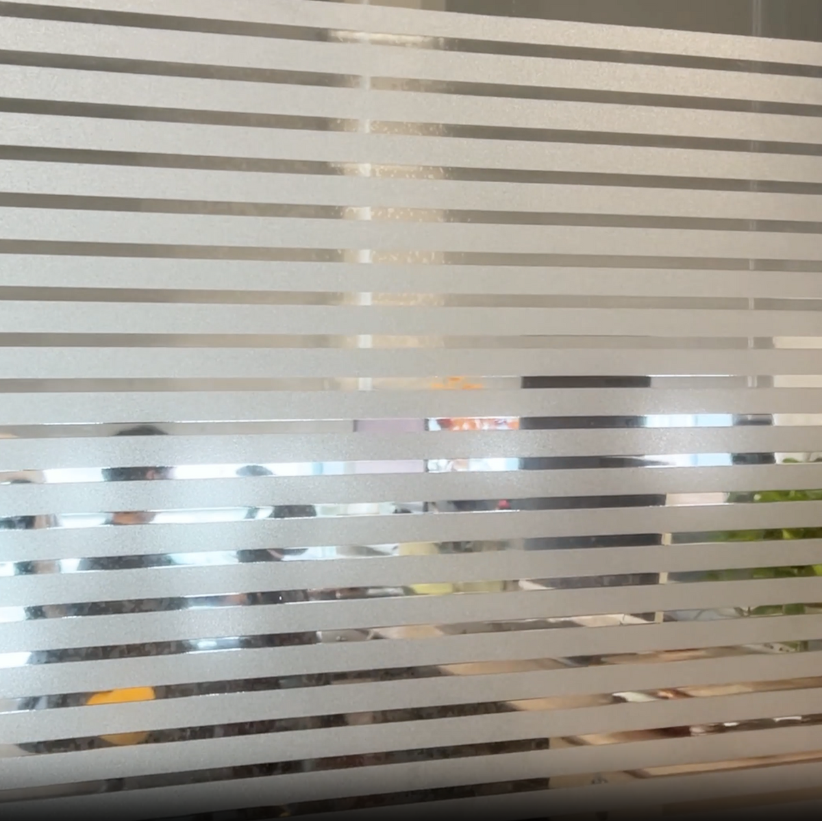 Frosted glass window with horizontal stripes