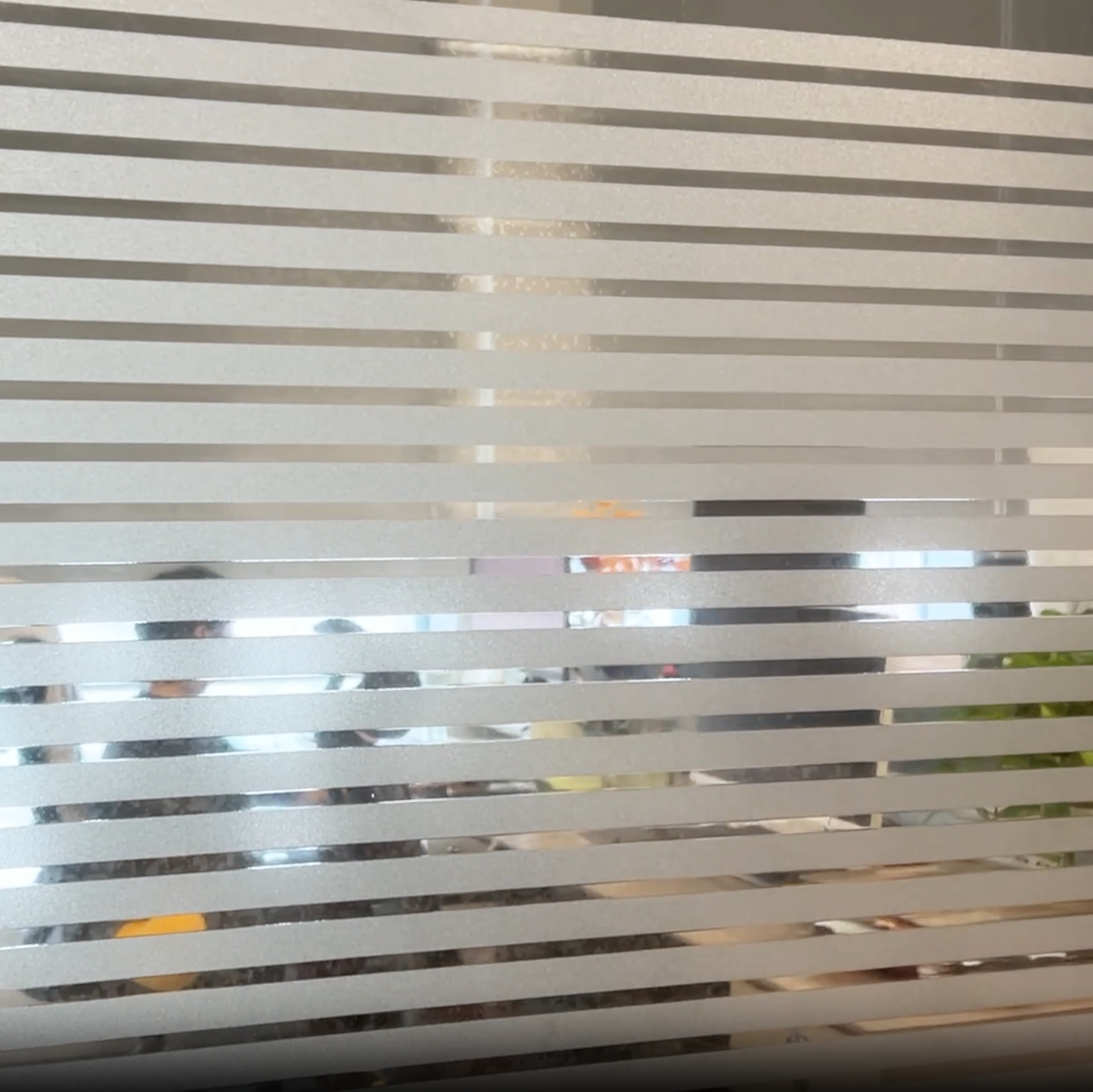 Frosted glass window with horizontal stripes