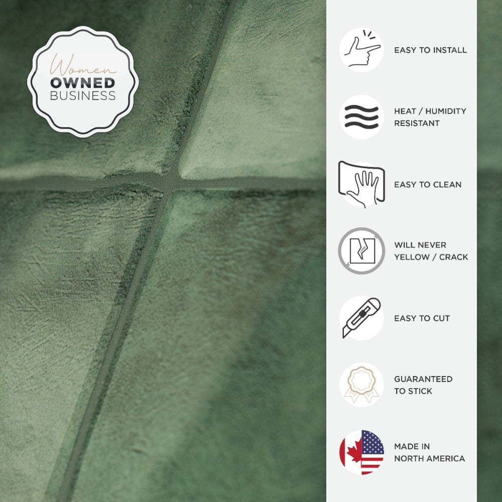 Green square peel and stick tiles