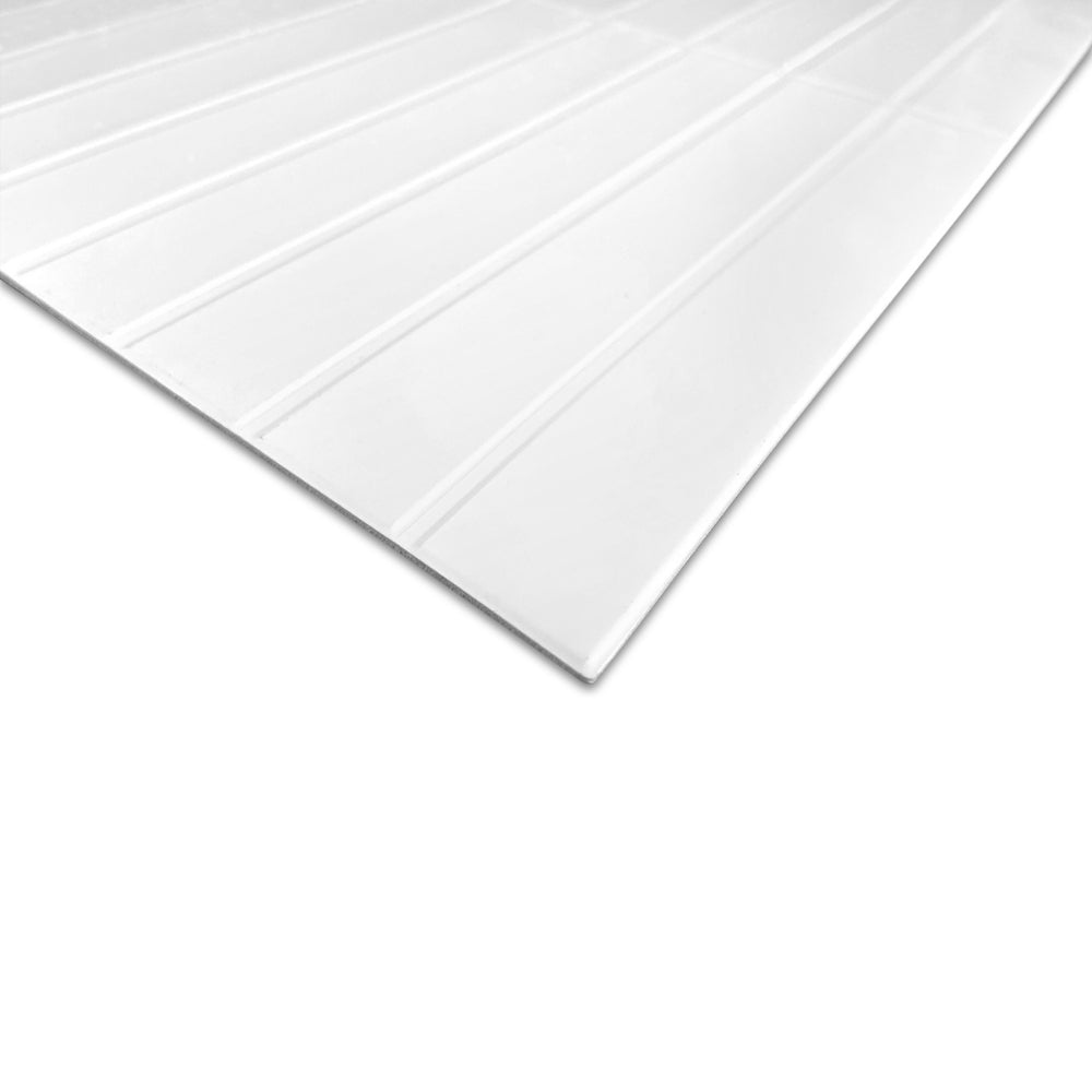 white kit kat tiles with white grout profile