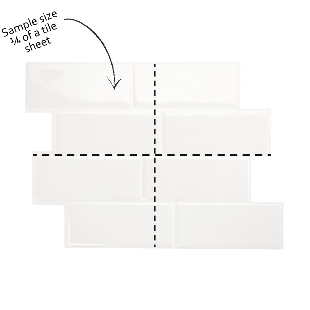 A diagram showing a quarter sheet of wall tile 