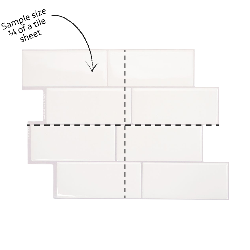 A diagram showing a quarter sheet of wall tile 