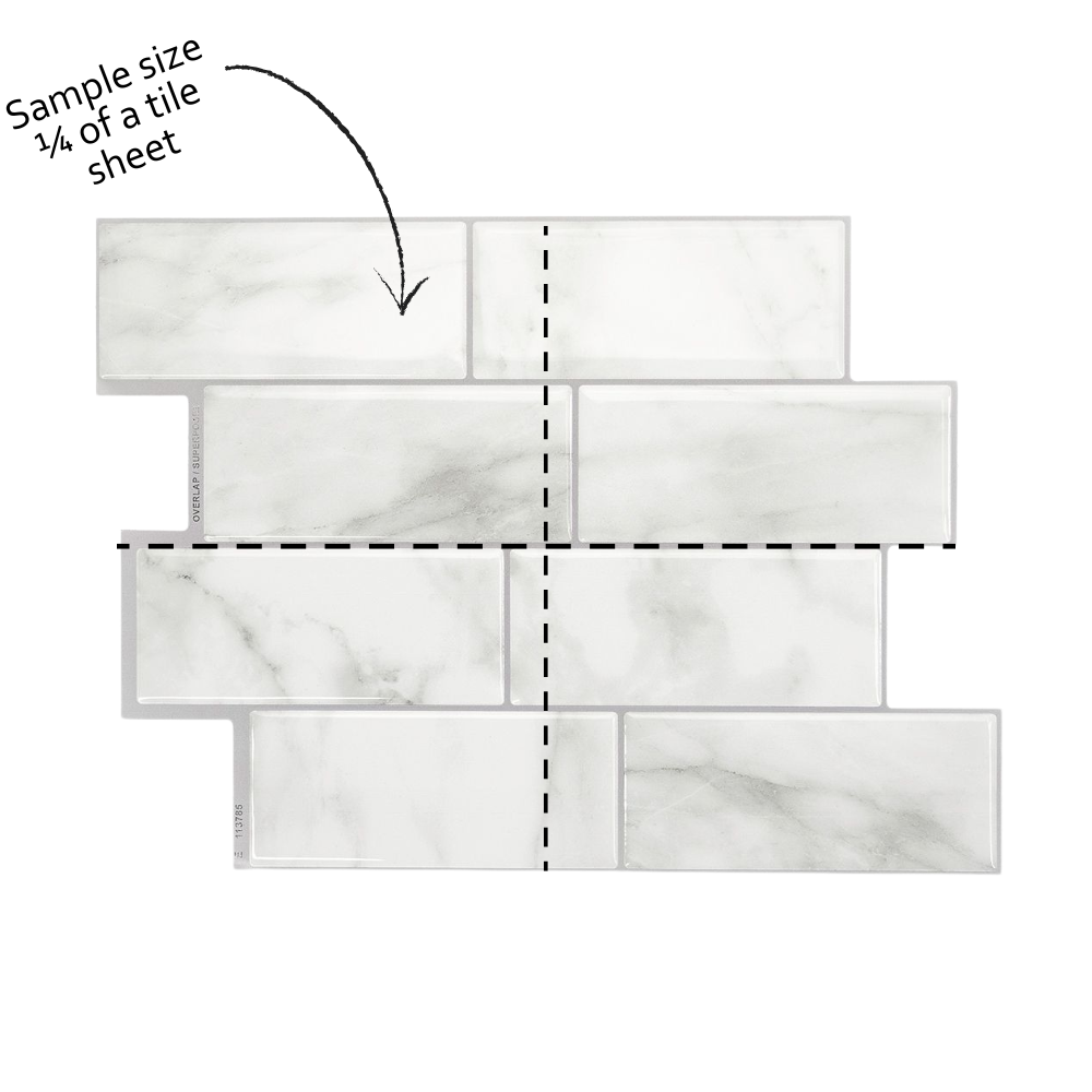 A diagram showing a quarter sheet of wall tile 