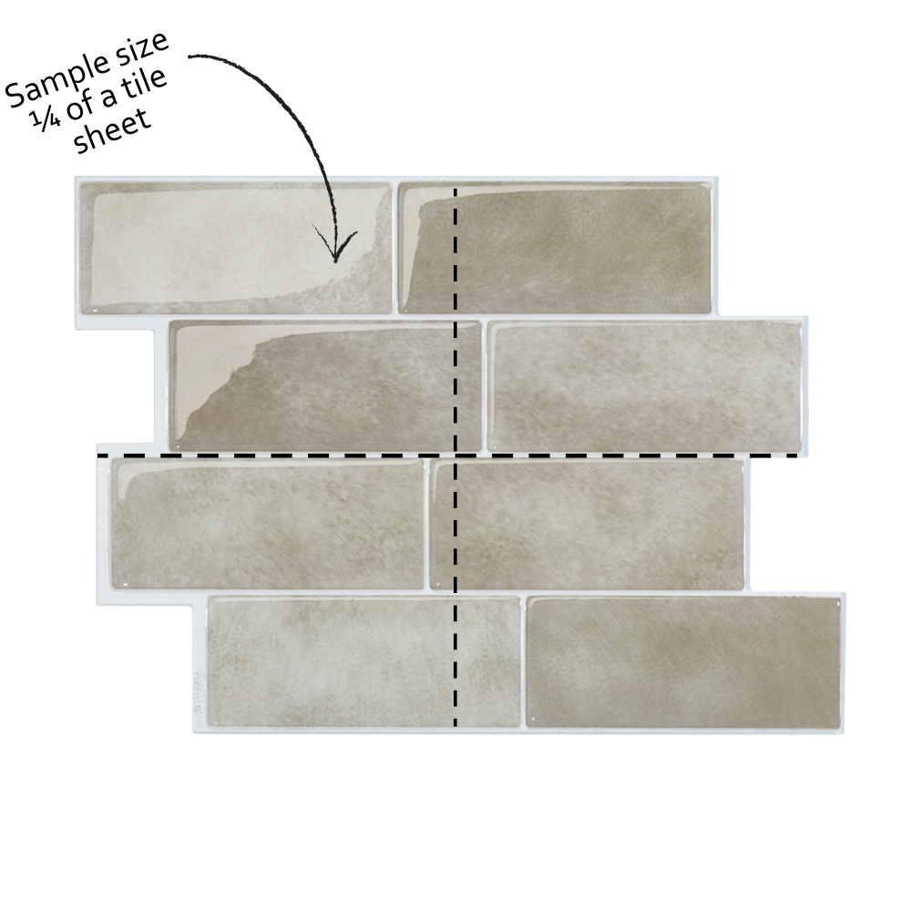 A diagram showing a quarter sheet of wall tile 