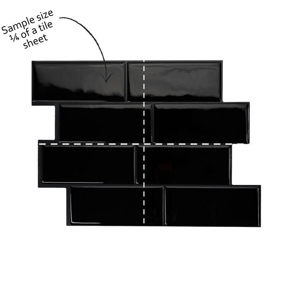 Diagram showing a sample size of black tiles on a white background