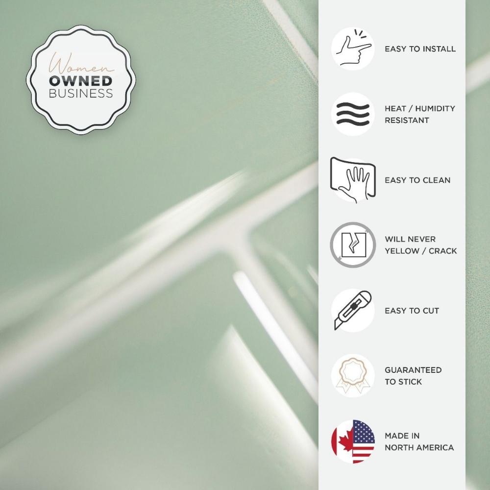 Mint green self-adhesive 3D subway tile features