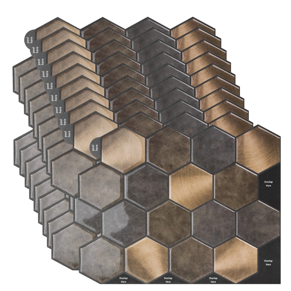 10-pack of Mocha hexagon wall tiles
