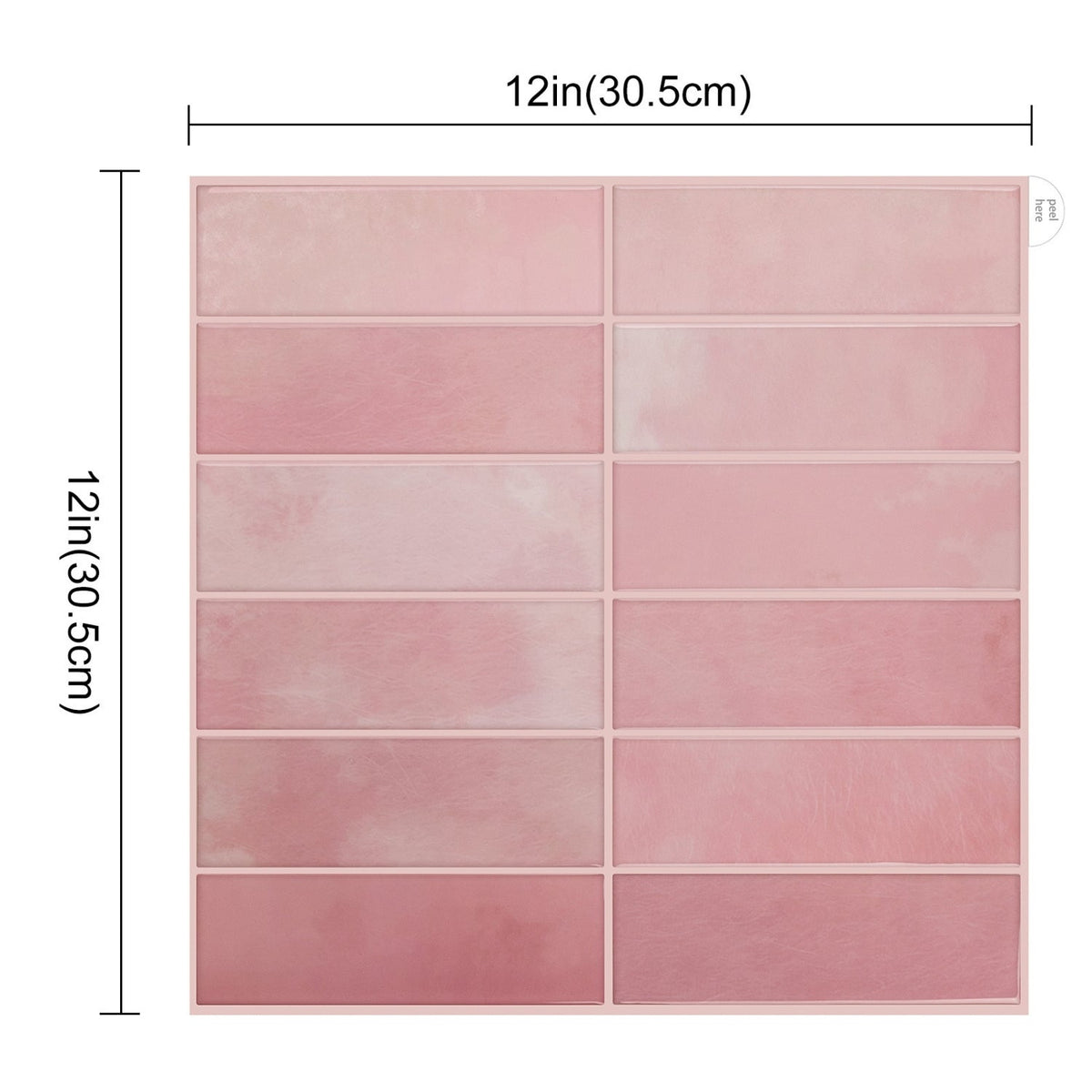 Stacked Subway Wall Tile | Pink with Pink Grout - 30.5cm (W) x 30.5cm (H) x 1.2mm (T)