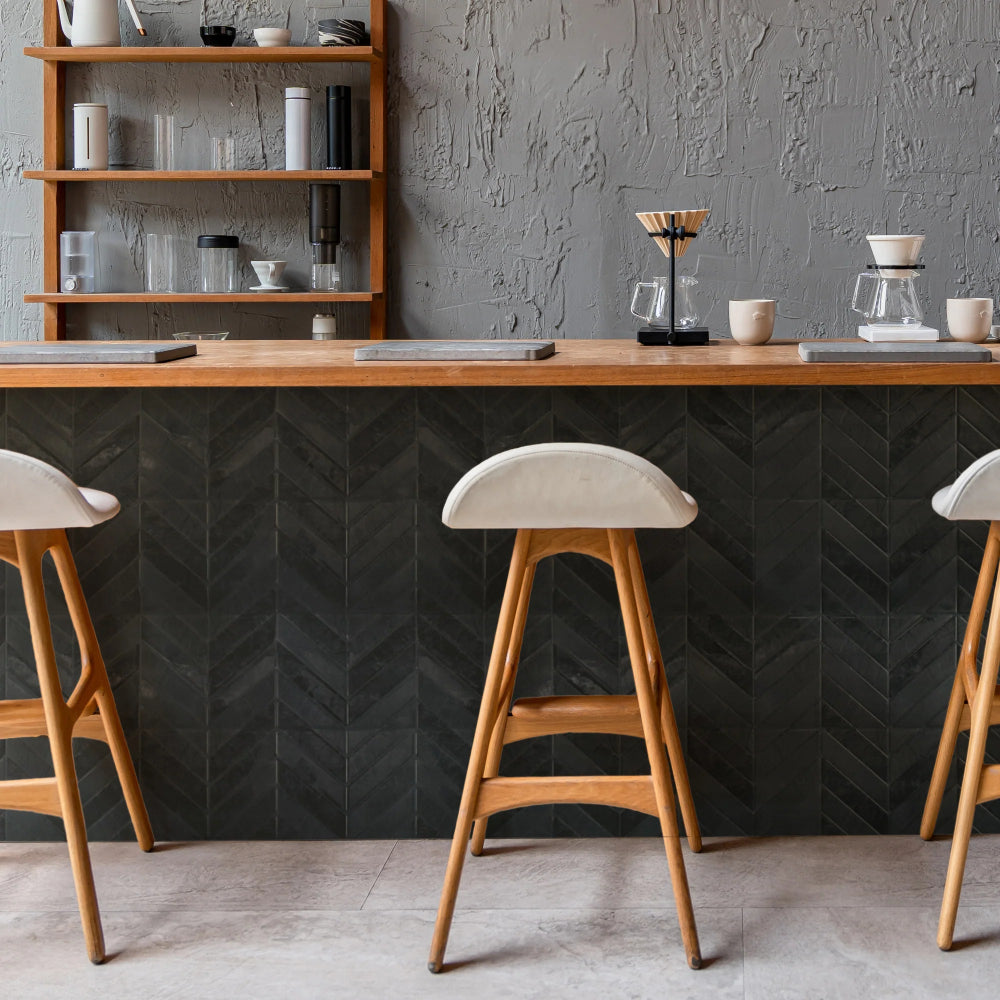 Chevron Marquina Wall tiles in kitchen