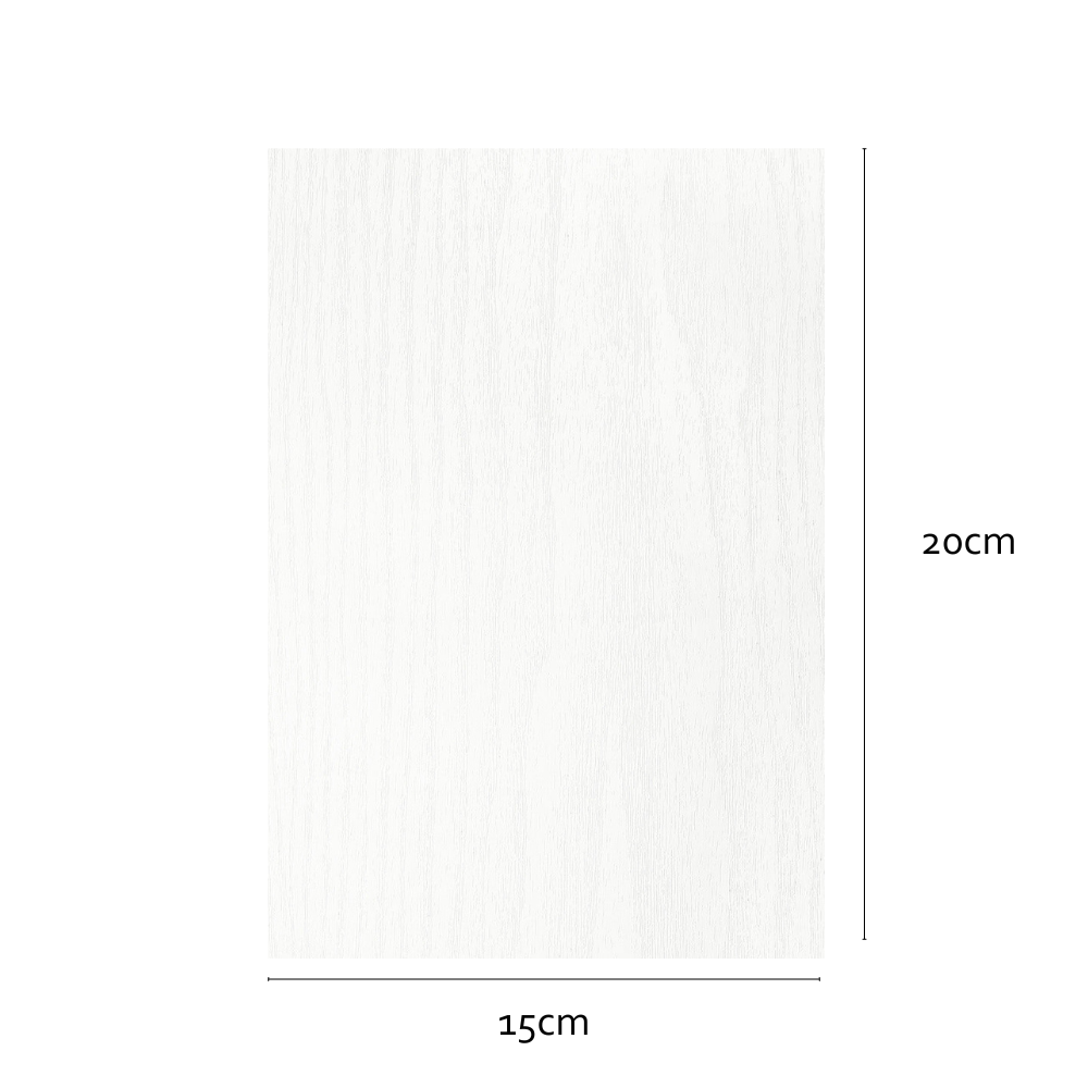 Measurement of whitewood matte adhesive vinyl showing dimensions of 15cm and 20cm on a white background