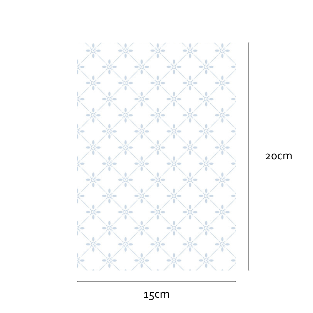 Sample of snowflake patterns window film with measurements