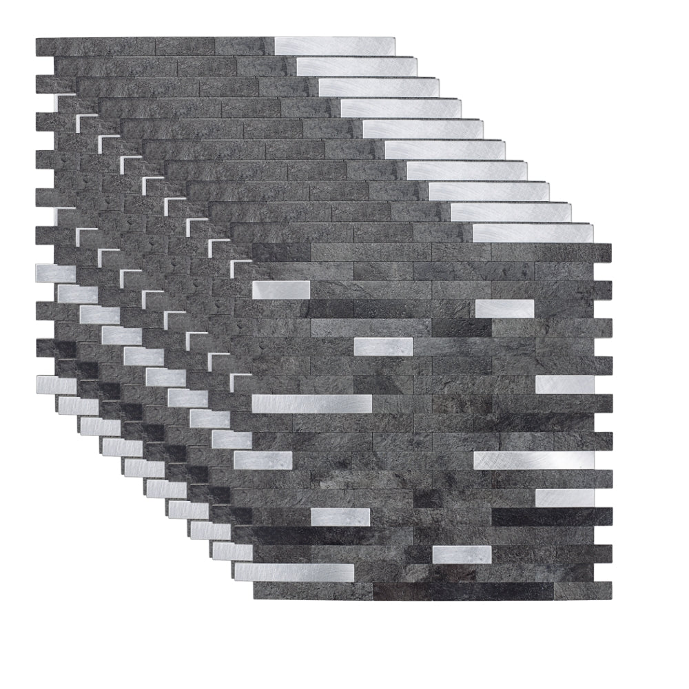 Stone &amp; Metal Slate Grey Composite tiles 10-pack
