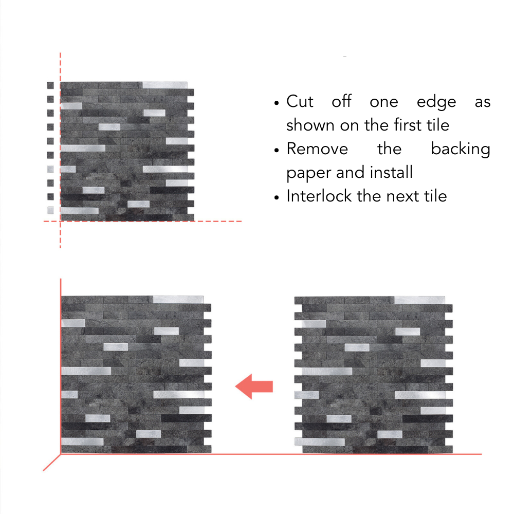 Stone &amp; Metal Slate Grey Composite tiles installation