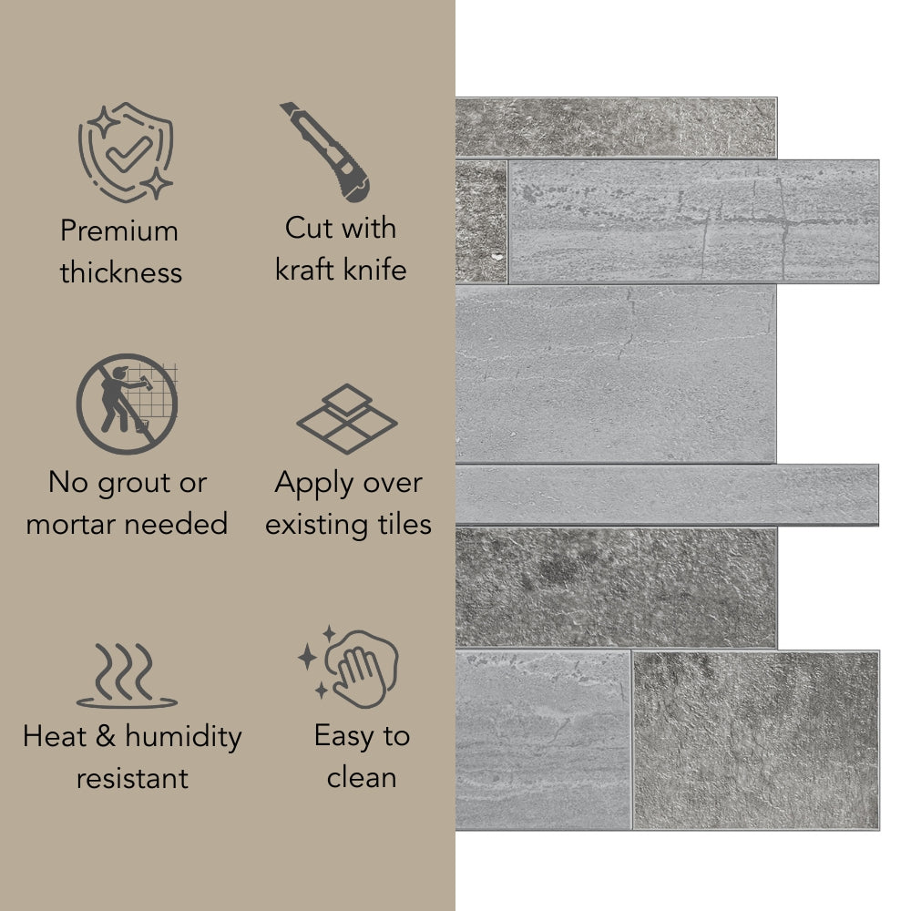 Stone wall grey composite tiles features