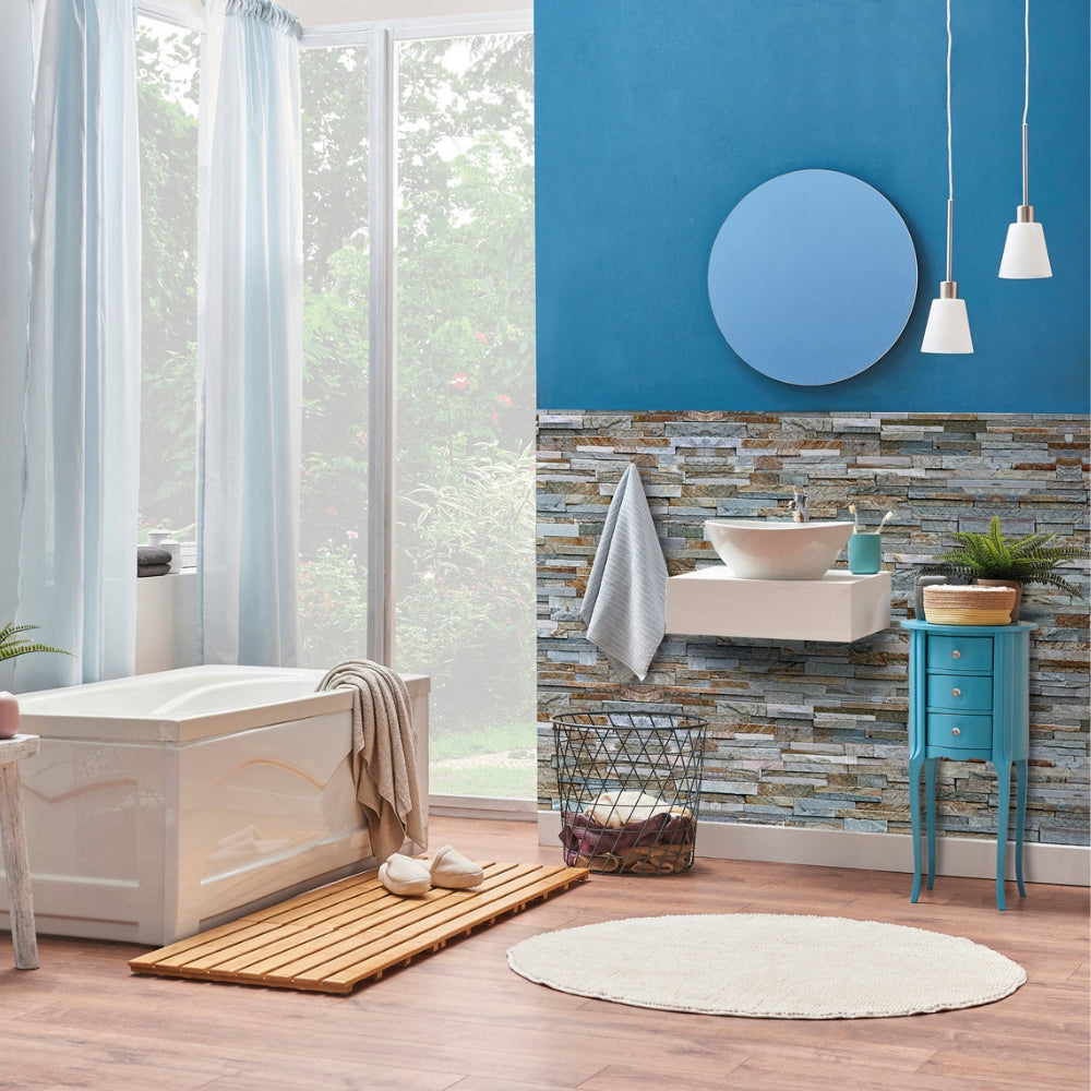 Stone wall grey natural vinyl wallpaper bathroom