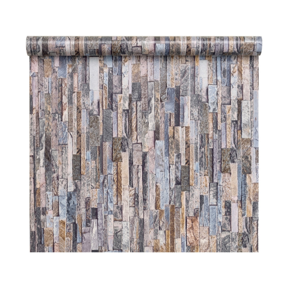 Stone wall grey natural vinyl wallpaper roll