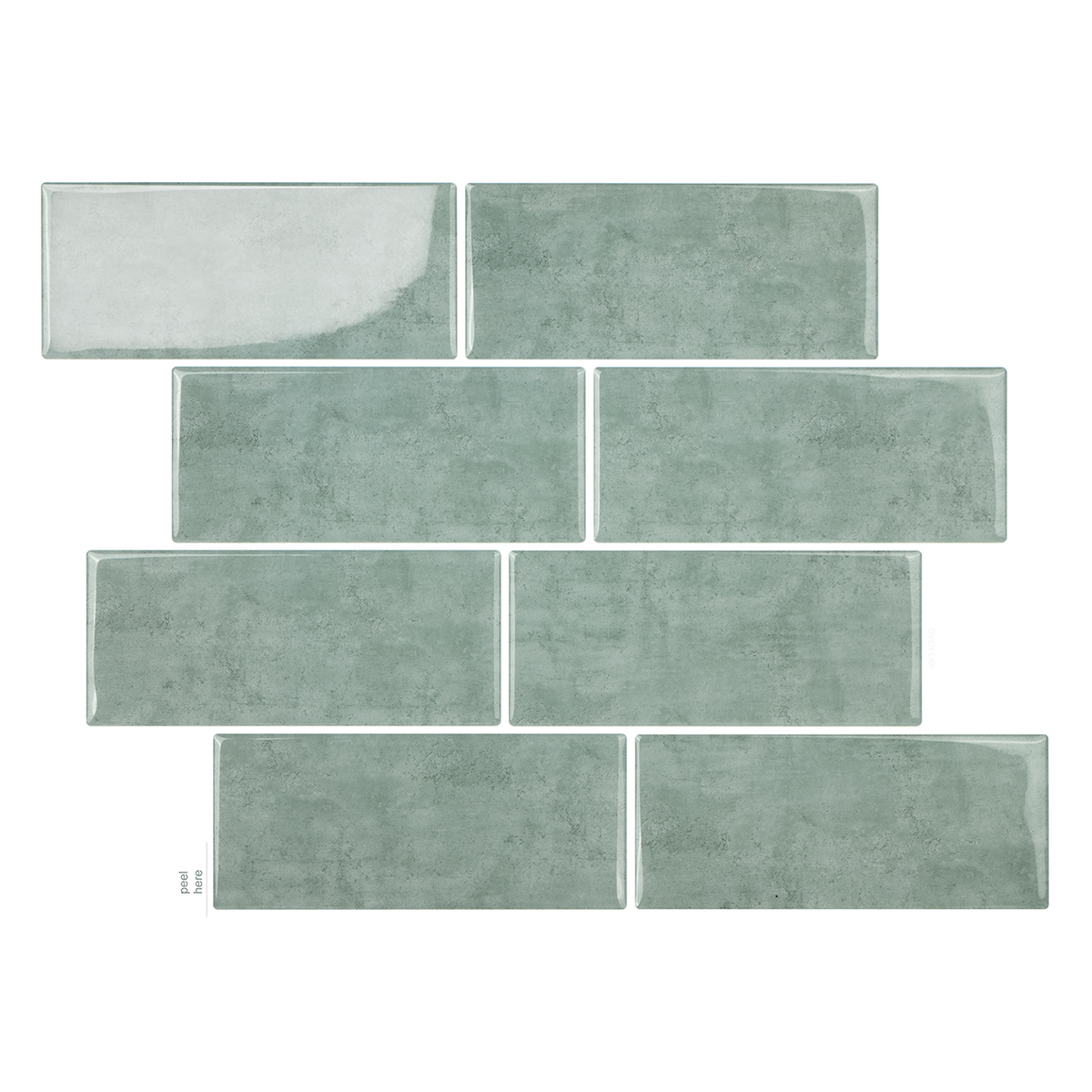 Set of green tiles on a white background
