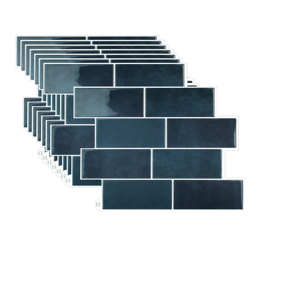 Set of dark blue rectangular tiles arranged in a pattern on a white background