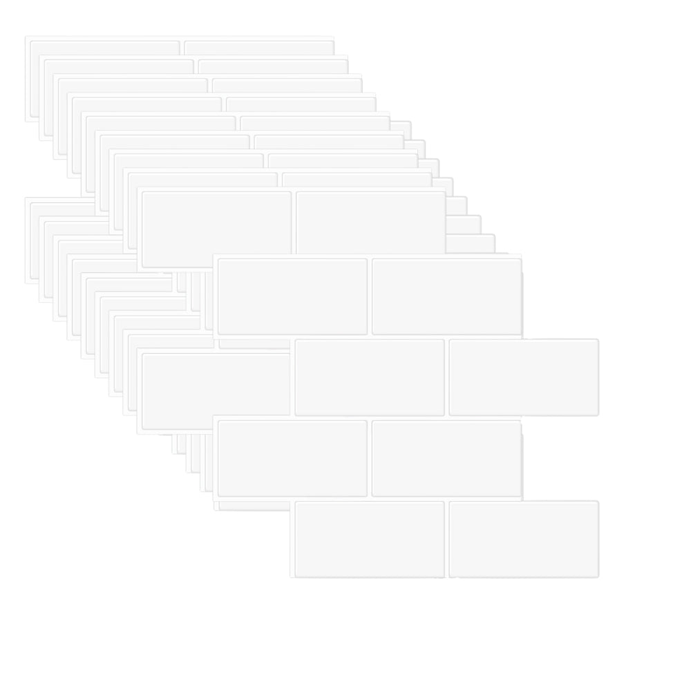 White subway tiles with white grout 10-pack