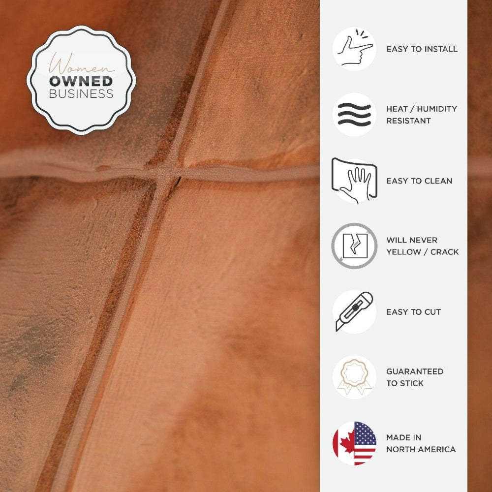 Terracotta square peel and stick tiles Zellige Safi