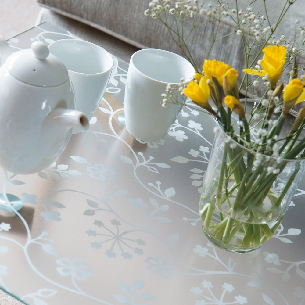 Tord white static cling window film on glass table