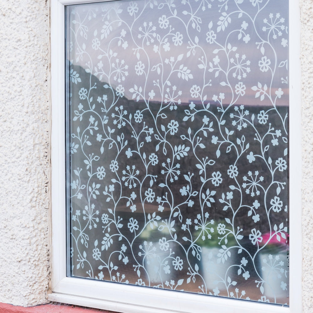 Tord white static cling window film form outside