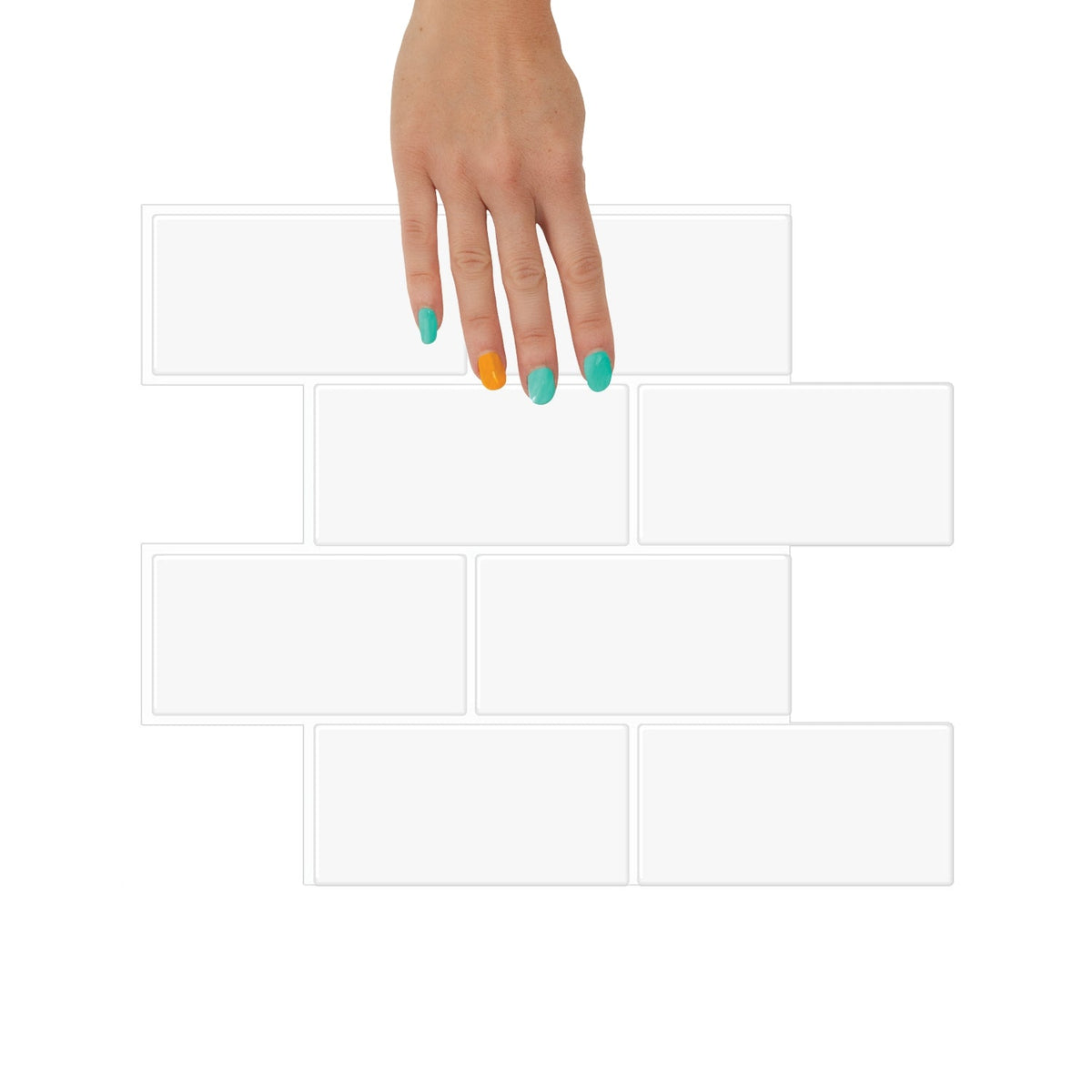 White subway tiles with white grout peel and stick