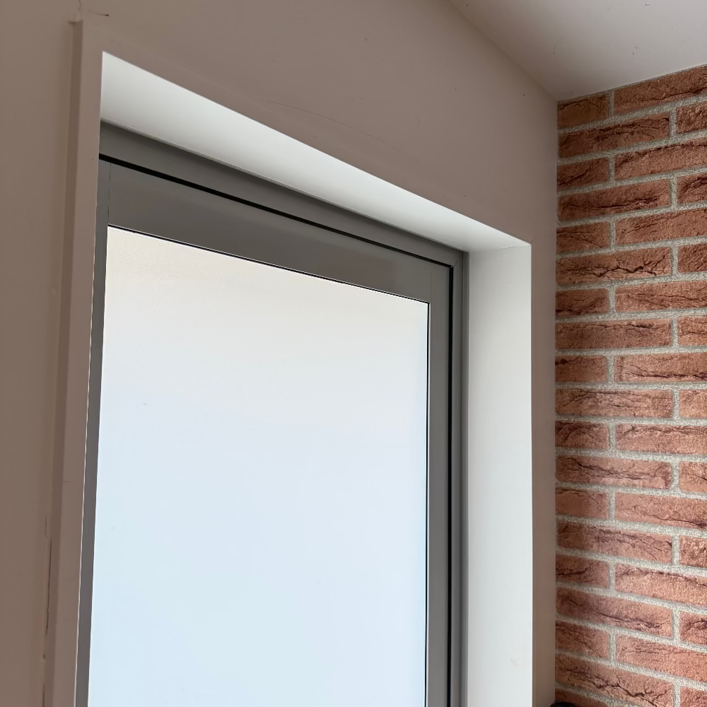 White frost static cling window film on door