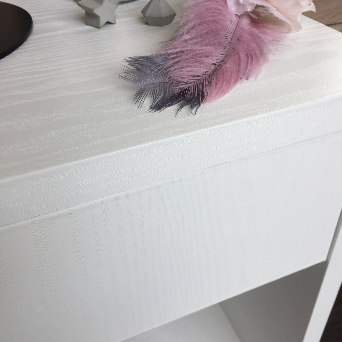 Whitewood matte adhesive vinyl bedside table