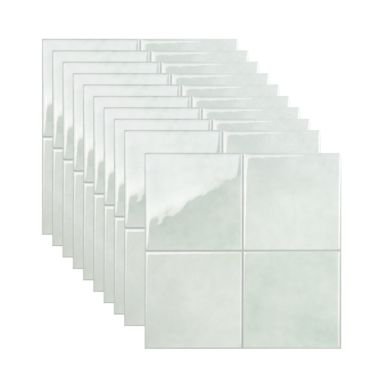 Set of 10 rectangular mirror tiles on a white background