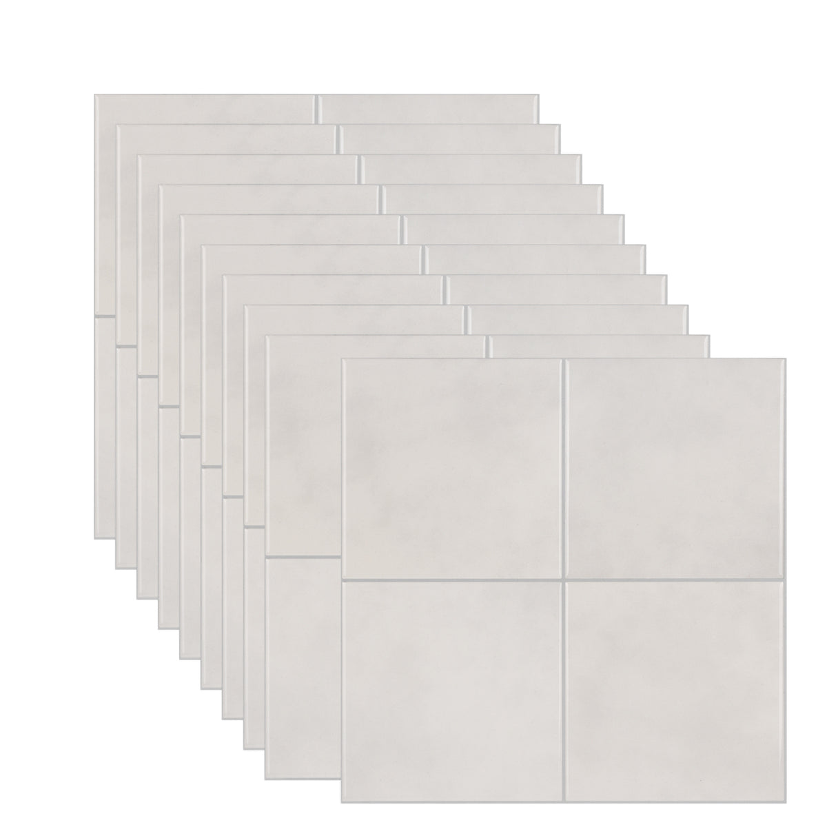 Set of sand coloured rectangular tiles arranged in a pattern on a white background