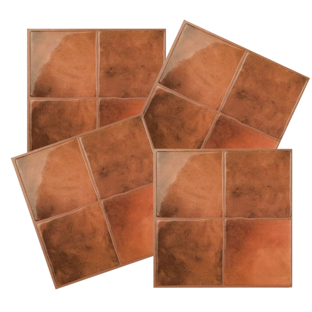 Zellige Safi Terracotta | Self-adhesive 3D Tiles - 22.8cm (W) x 22.8cm (H) x 1.8mm (T)