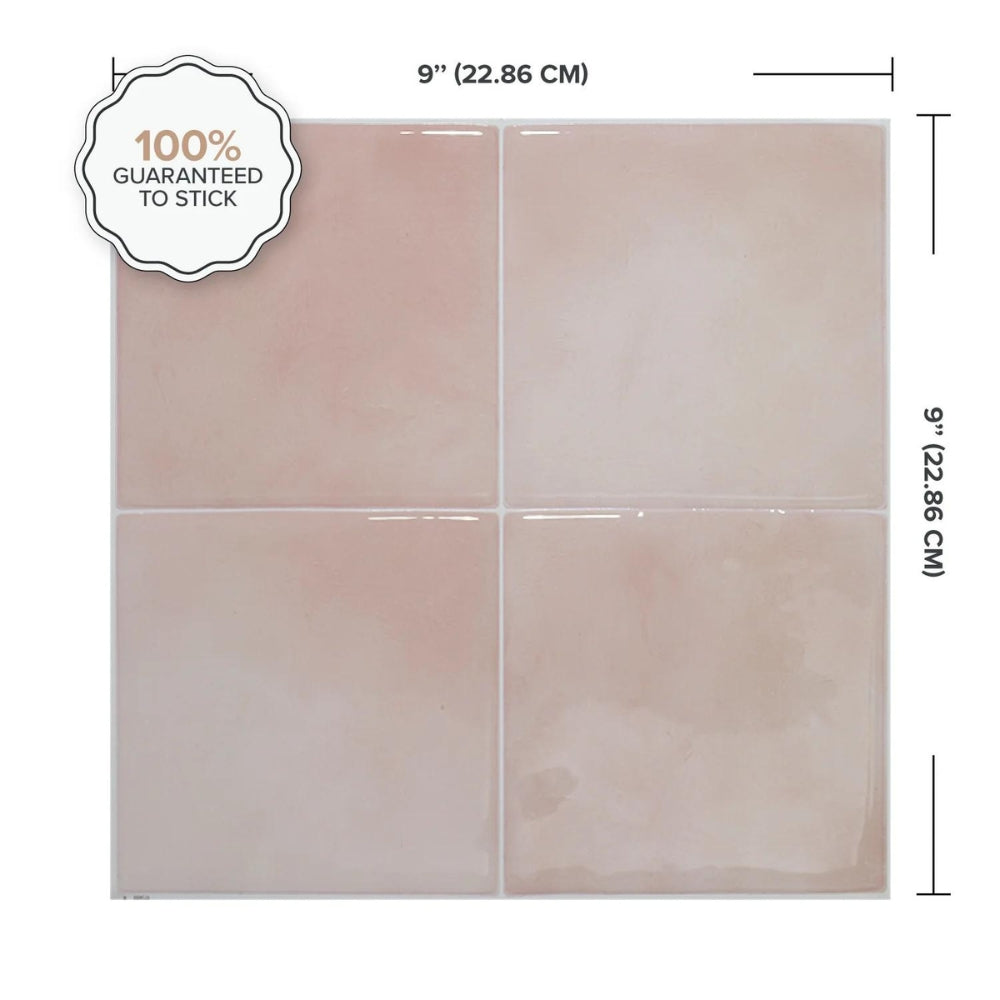 Zellige Temera Pink | Self-adhesive 3D Tiles - 22.8cm (W) x 22.8cm (H) x 1.8mm (T)