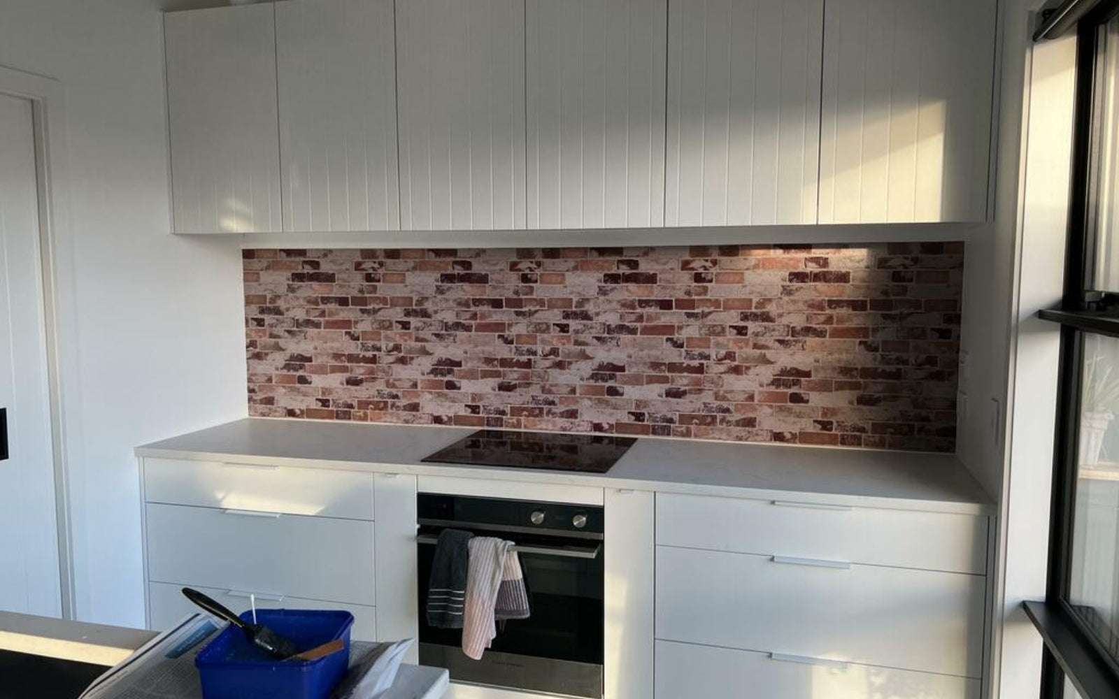 customer photo old wall brick vinyl wallpaper kitchen