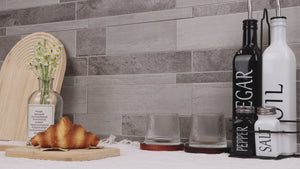 Composite wall tiles installation with soapy water