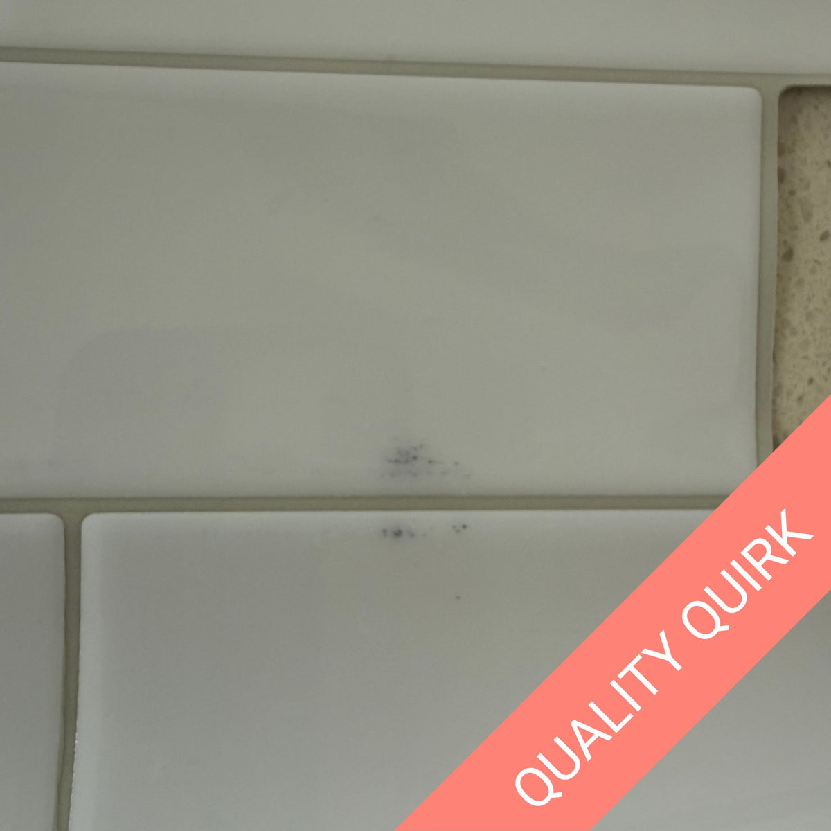 Quality Quirk - Black Stains - Subway Wall Tile | White with Grey Grout - 29.3cm (W) x 21cm (H) x 1.2mm (T)