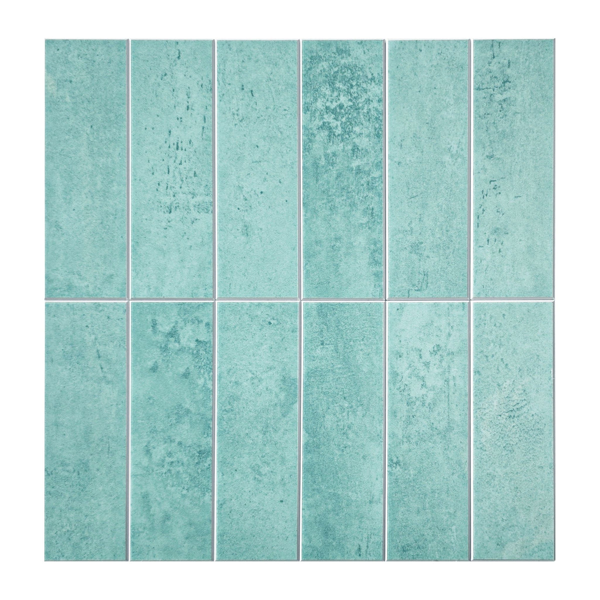 A sheet of distressed subway composite tiles