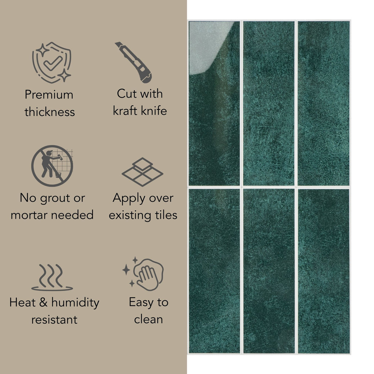 Features of green stacked subway composite tiles