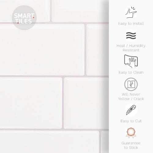 Metro Campagnola White | Self-adhesive 3D Tiles - 29.3cm (W) x 21.3cm (H) x 1.8mm (T)